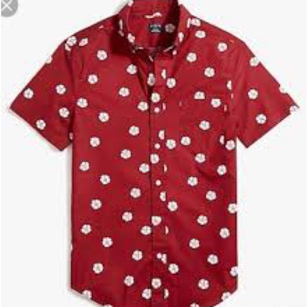 J. Crew Hawaiian Flowers Flex Washed Short Sleeve Button Down Shirt SZ MED